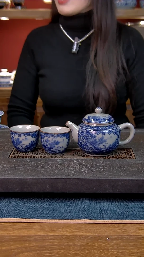 简装家用款3件套 老陶泥开片纹陶瓷茶具