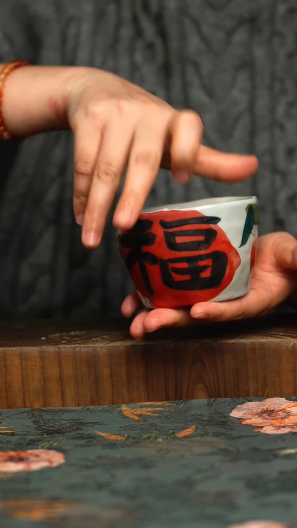 杯釉下彩手工手绘同款陶器