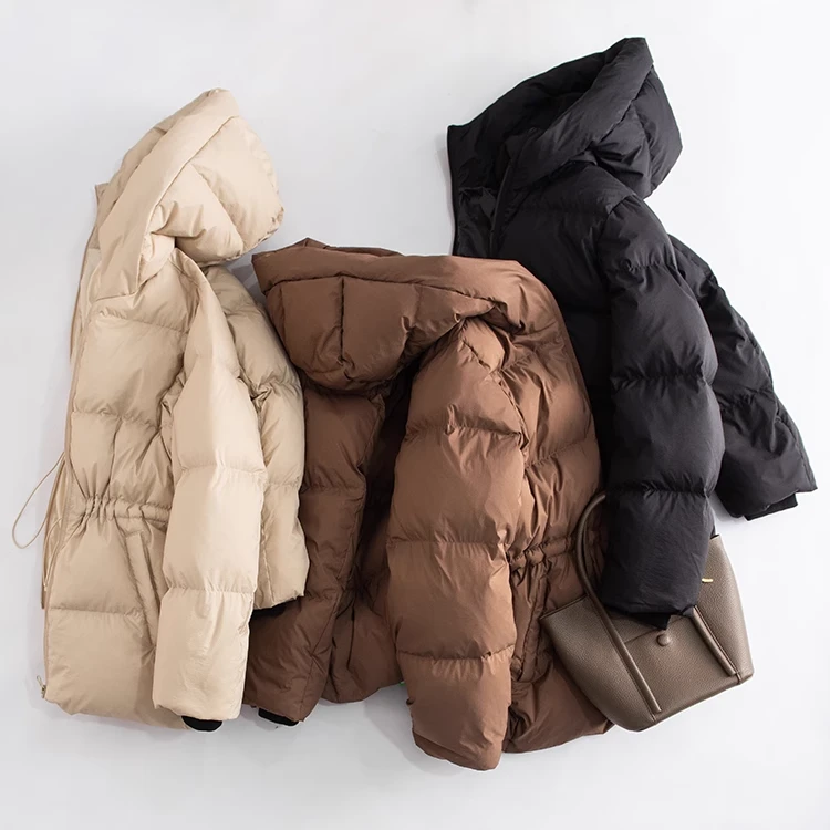 2025年冬新款泡芙鹅绒羽绒服女时尚洋气保暖百搭休闲加厚连帽外套