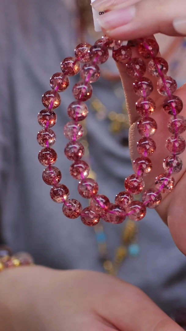 未镶嵌手串水晶金草莓单圈  8+ 多样性发一