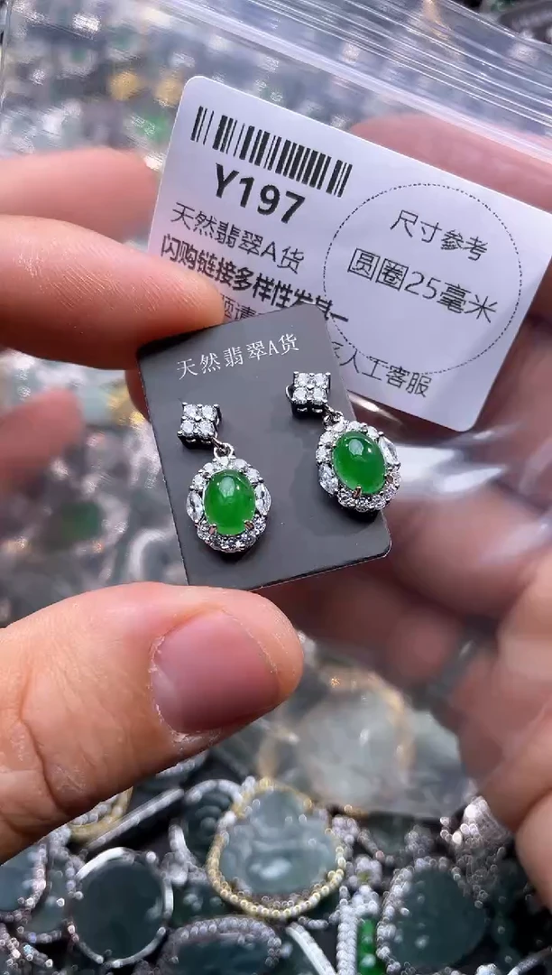 【闪购商品】翡翠颈饰未镶嵌Y197耳钉