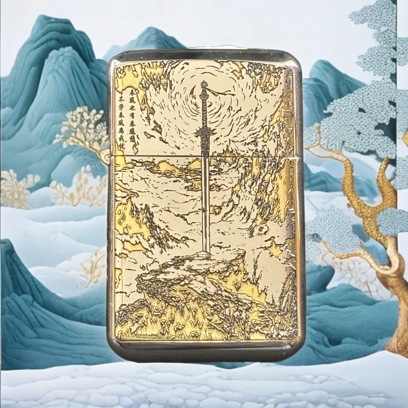 埃菲尔E-E05白镍剑来浮雕防风煤油打火机 614(不带油)