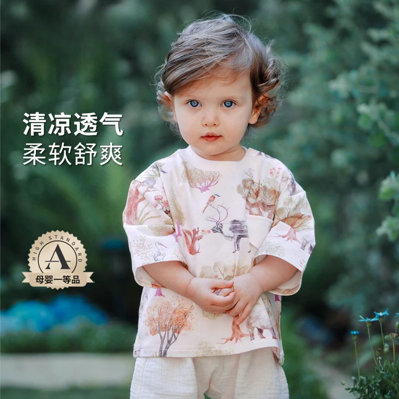 男女童短袖夏2025新款儿童长袖t恤宝宝a类独特超好看上衣