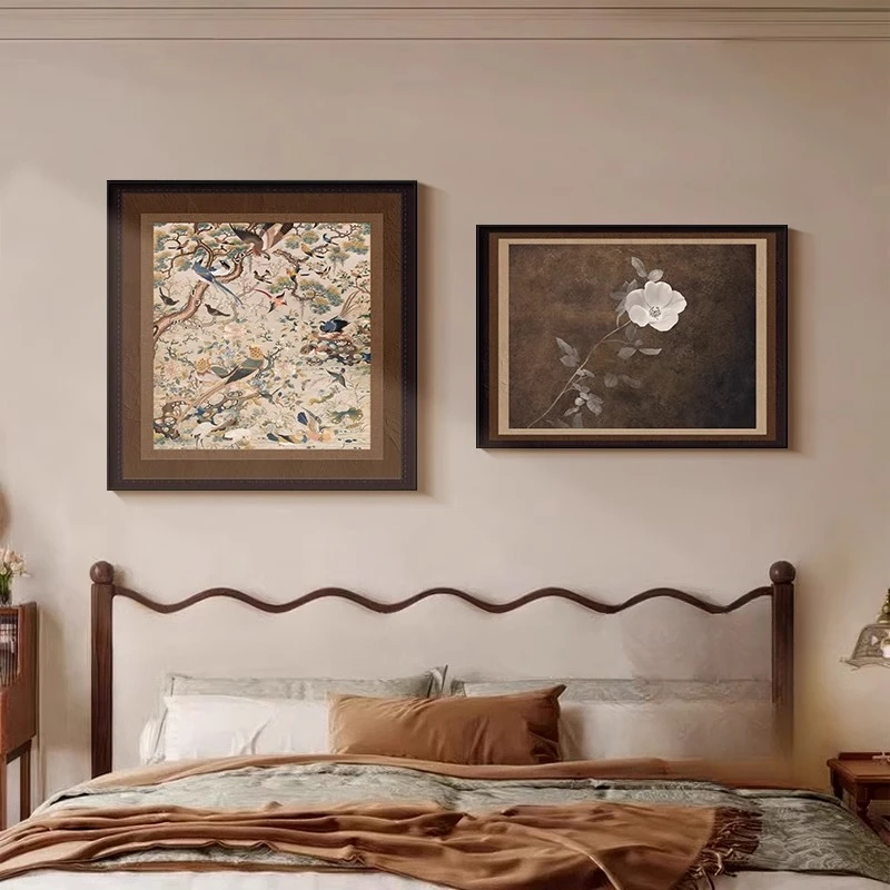 宋代美学卧室床头挂画侘寂风餐厅壁画中古风客厅沙发背景装饰画
