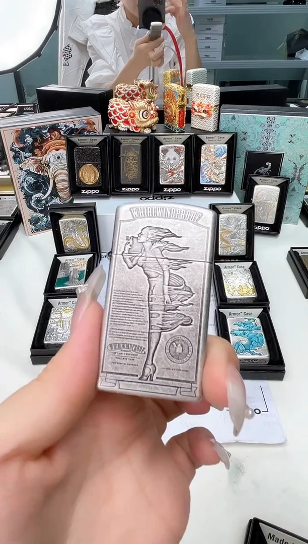 铜Zippo 窄机 古银风女