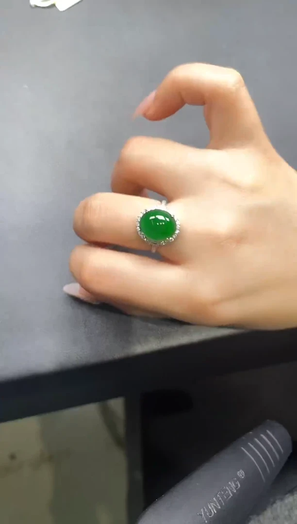 银S925镶嵌戒指翡翠35388