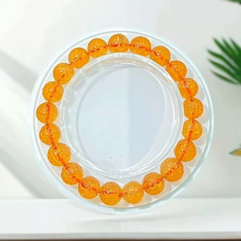 收藏级天然巴西黄水晶财源广进富贵不断回纹珠手串 尺寸9mm