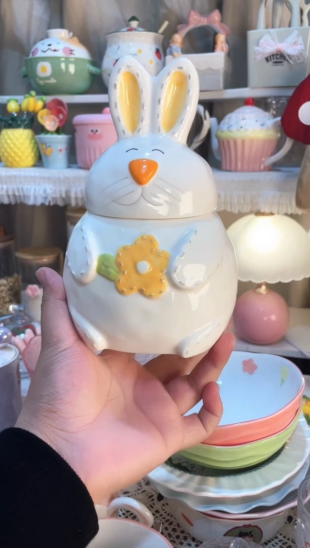 【闪购商品】瓷片兔子密封罐 质量好发货快放心拍