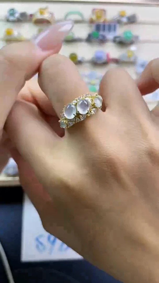 银S925镶嵌戒指翡翠翡翠 蛋面 银S925镶嵌