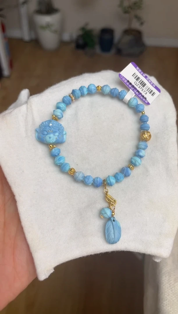 银S925镶嵌绿松石手串肖*小35