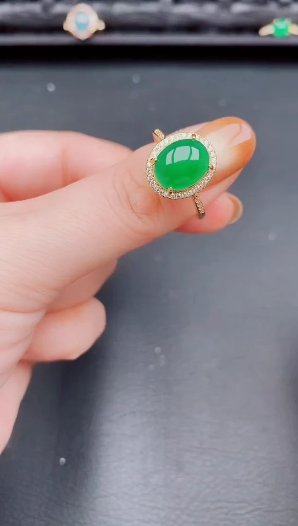 【闪购商品】翡翠戒指银S925镶嵌天然a货翡翠301