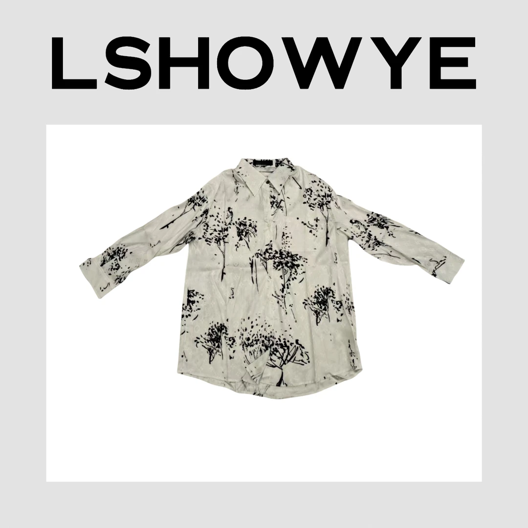 LSHOWYE｜秋款老花晕染白色衬衣 9118-1