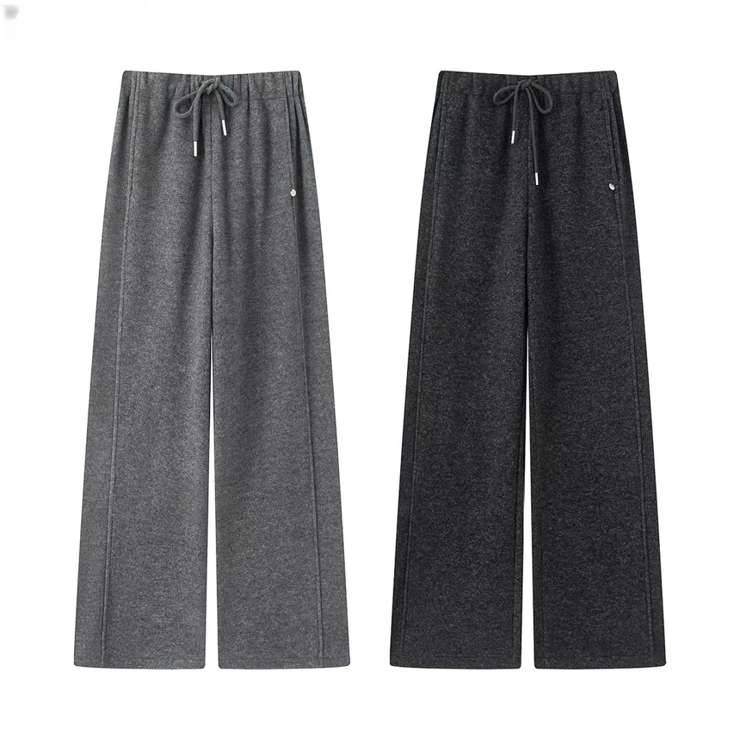 【轻柔】秋冬新款时尚休闲高腰显瘦直筒垂感软糯休闲长裤3044