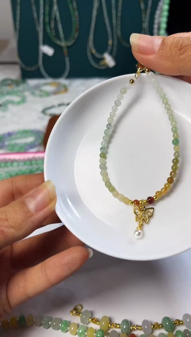 未镶嵌手链翡翠翡翠珠链3.6mm