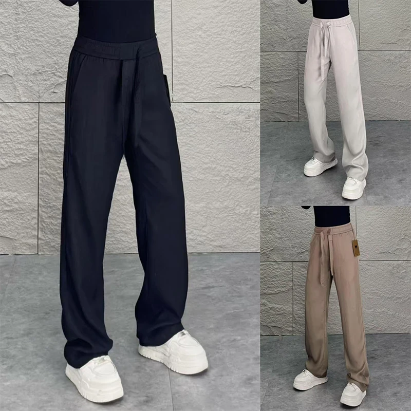 夏季高端男士莱赛尔天丝超薄款宽松直筒休闲西裤简约垂感百搭裤