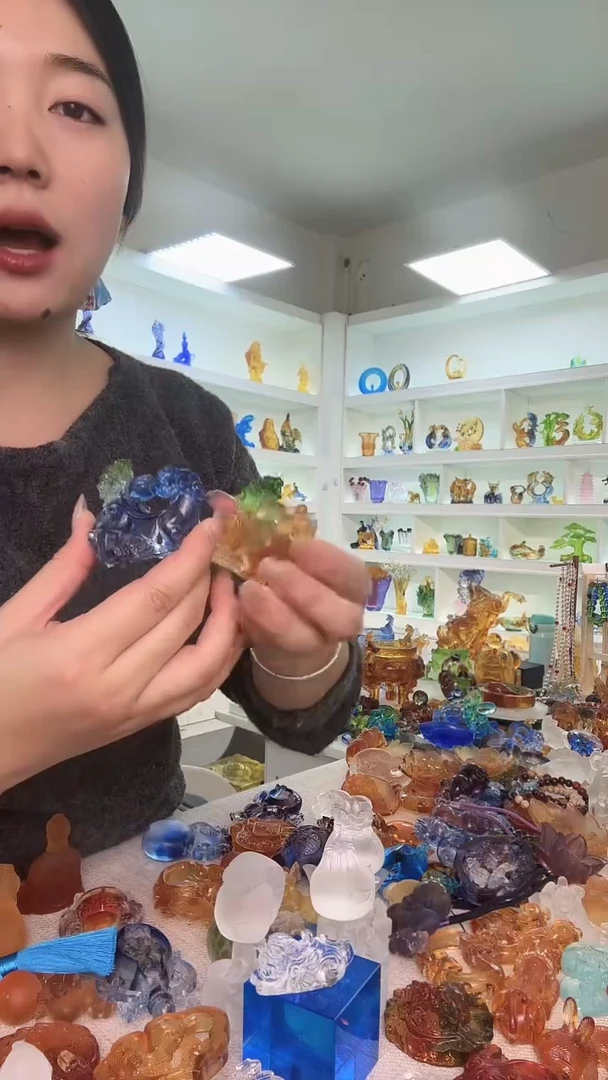 手工艺品琉璃黄色+蓝紫貔貅