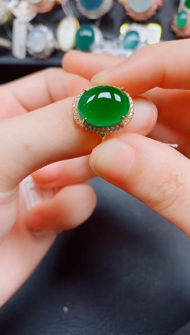 银S925镶嵌戒指翡翠翡翠