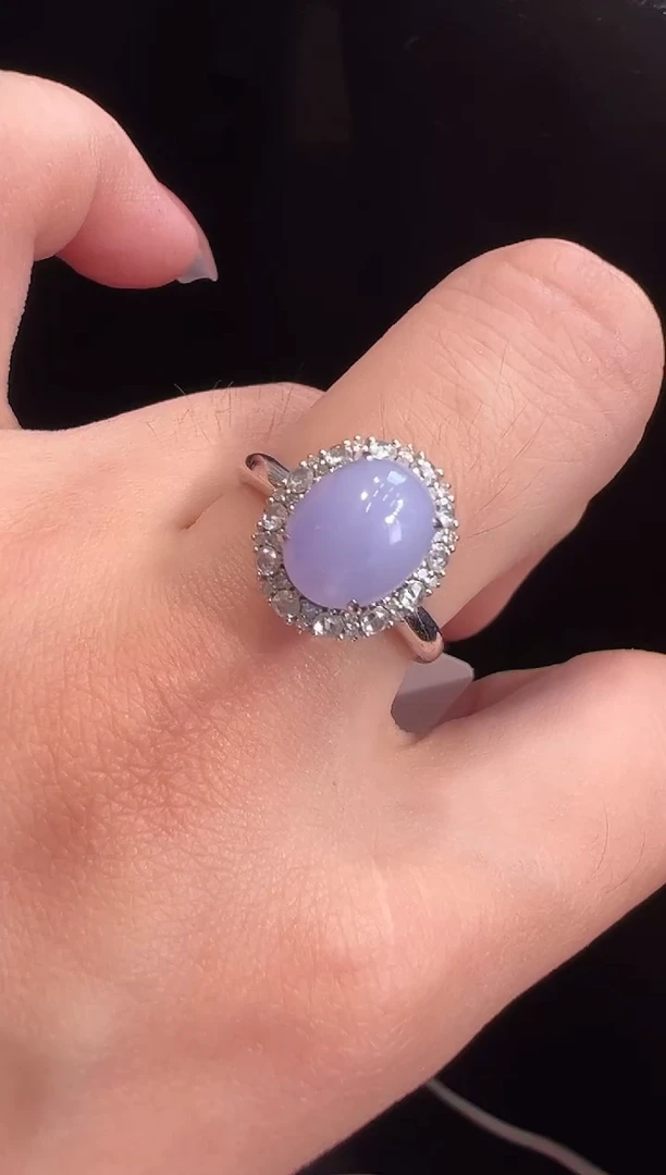 翡翠戒指18K金镶嵌戒指