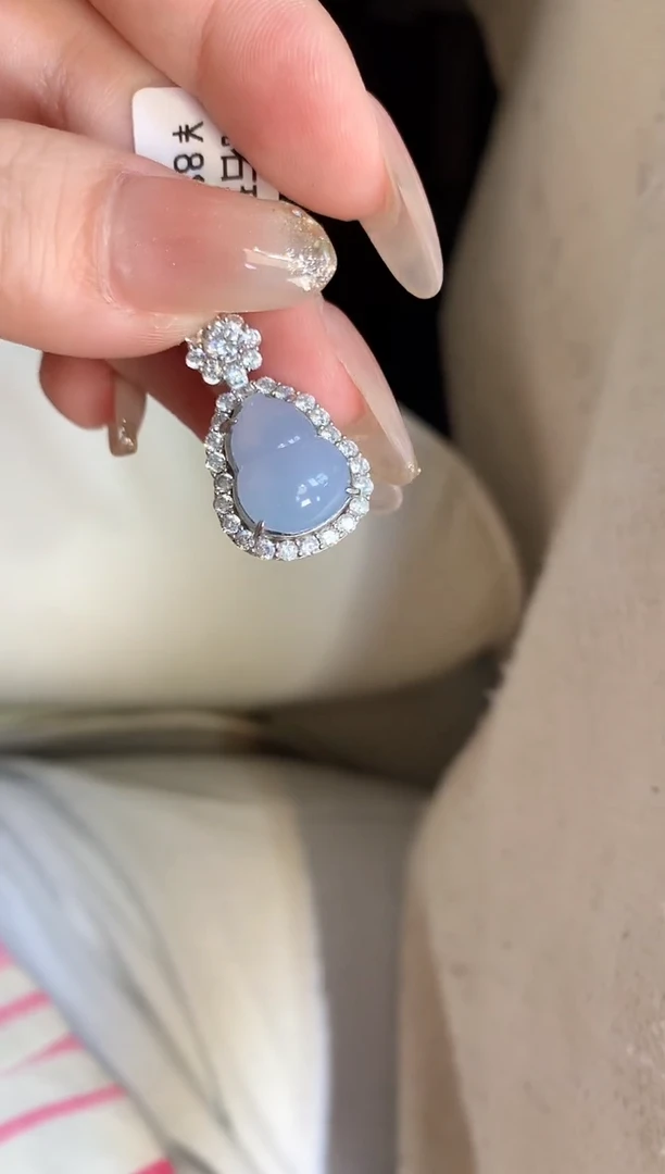 吊坠(不含链)银S925镶嵌翡翠【挽石珠宝】葫芦