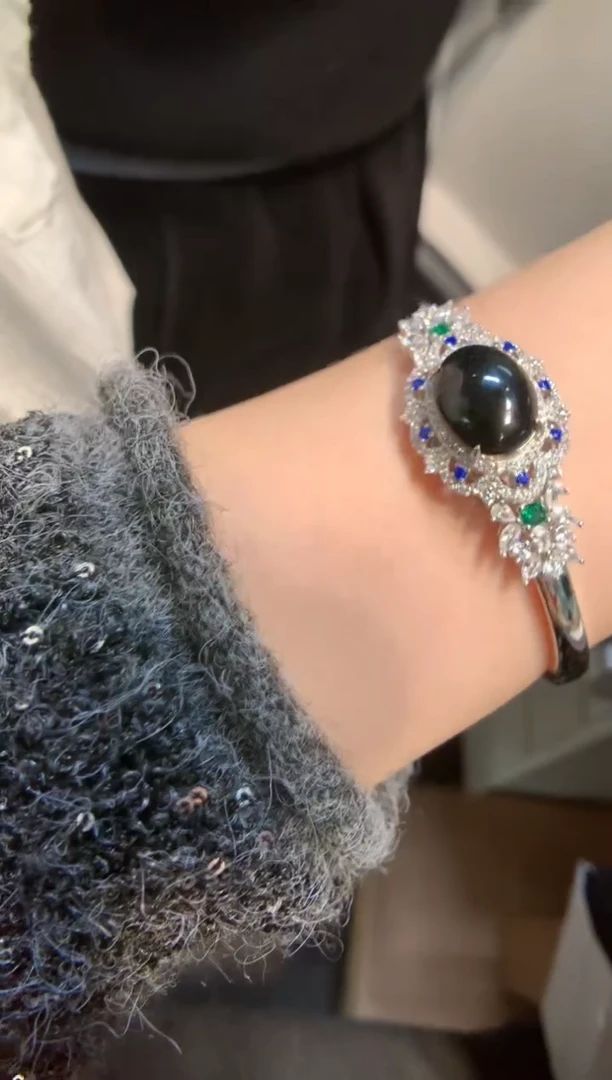 银S925镶嵌手镯翡翠手镯