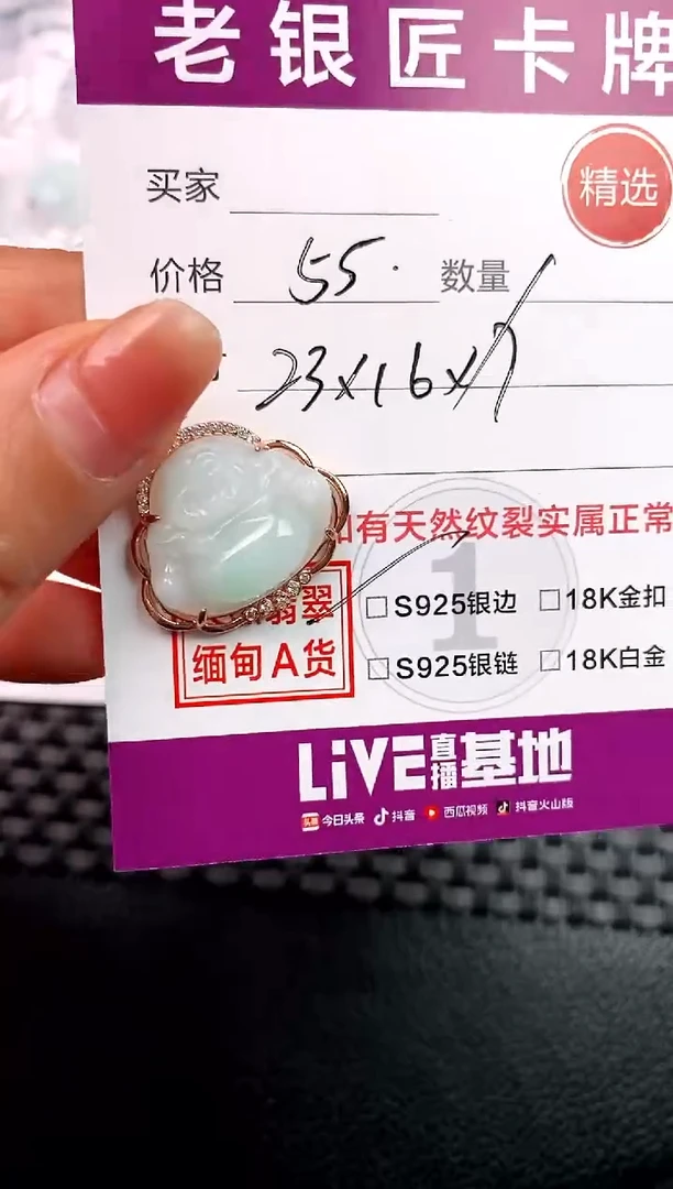 翡翠银S925镶嵌颈饰吊坠