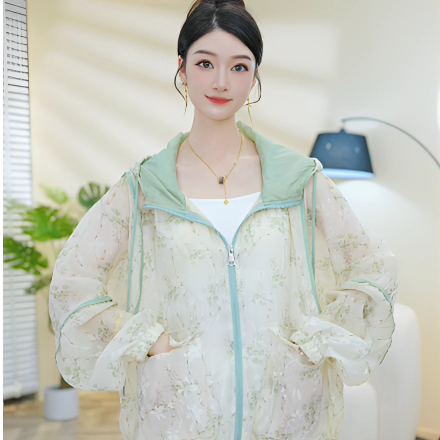 防晒衣薄款透气春夏季速干冰丝防晒服防紫外线百搭连帽-冰冰