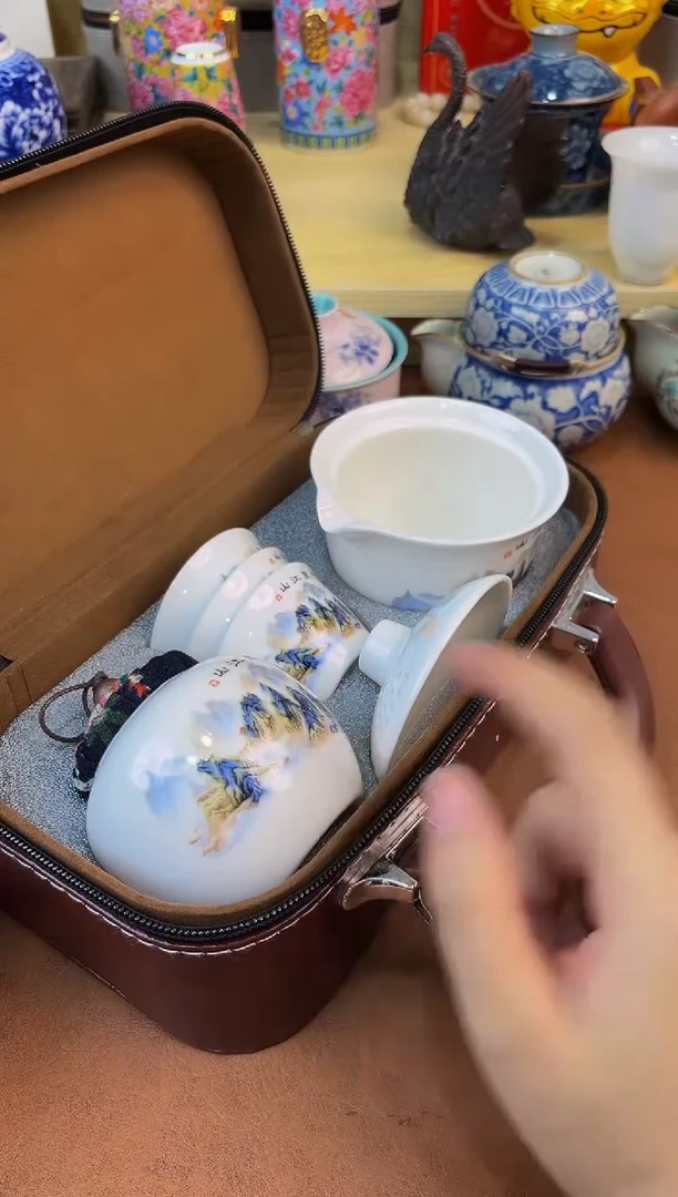 陶瓷茶具摆件旅行套组