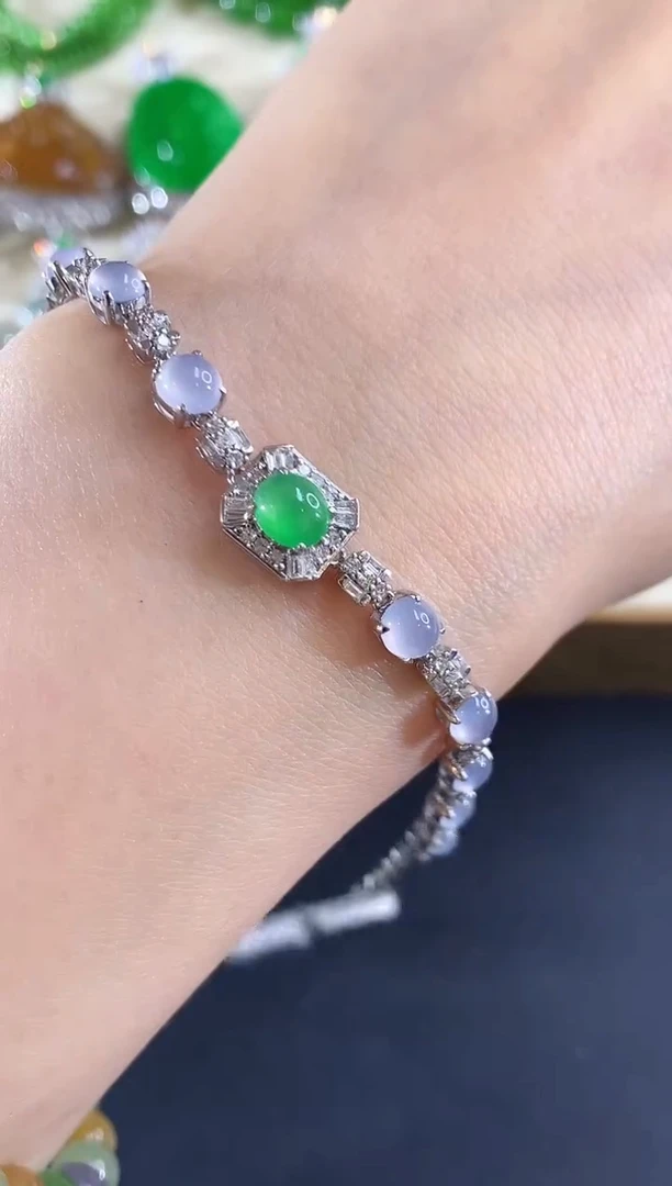 18K金镶嵌手链翡翠172|