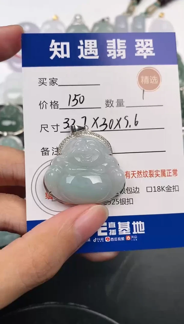 颈饰银S925镶嵌翡翠挂件