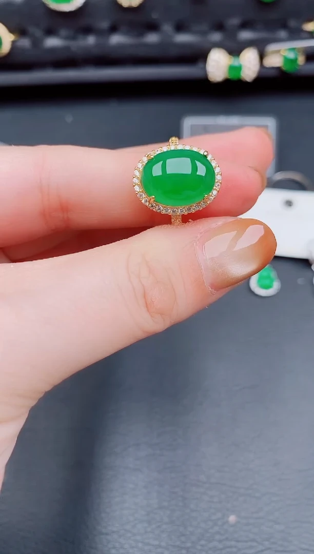 【闪购商品】翡翠戒指银S925镶嵌天然a货翡翠379