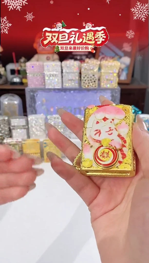 铜Zippo镀金招财猫