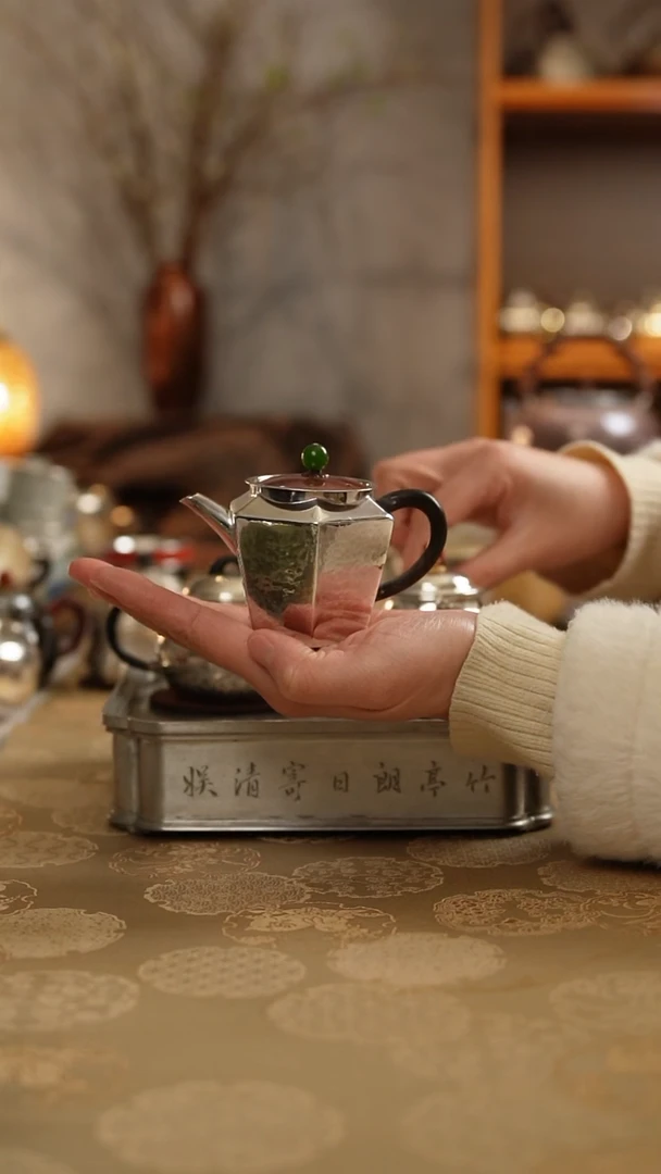 【闪购商品】六边铜包银盖泡茶壶110ml