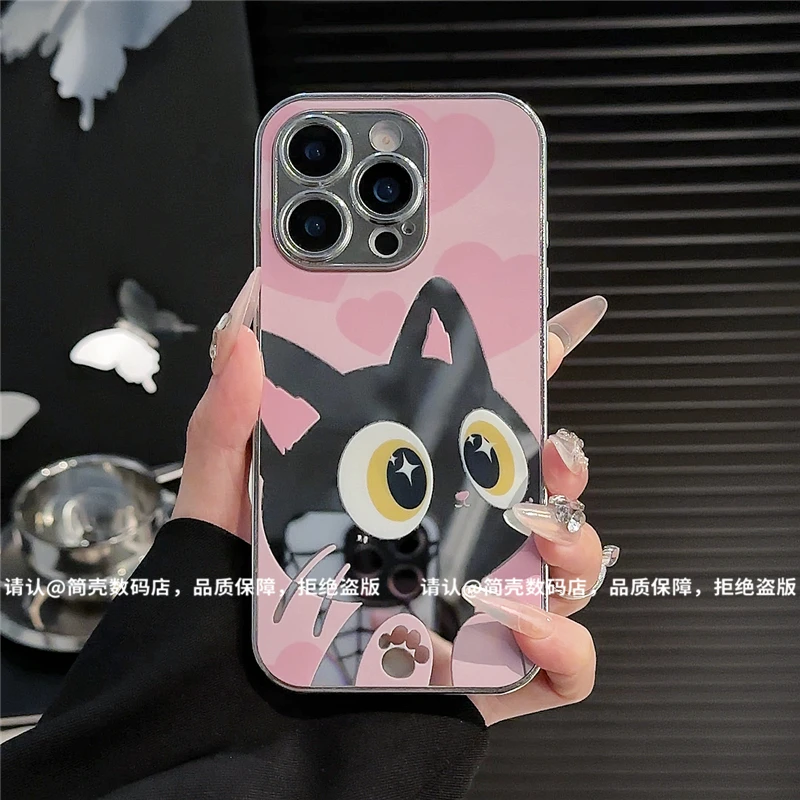 电镀直边镜面壳适用苹果16iPhone/华为荣耀/OPPO/VIVO/小米手机壳