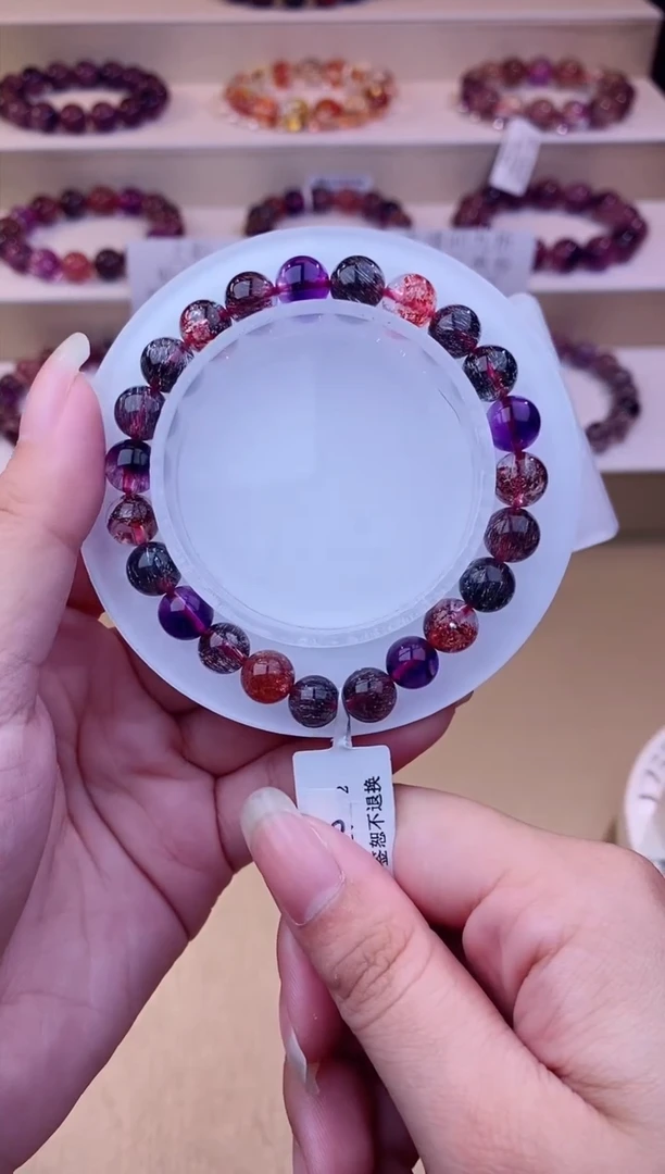 未镶嵌手链水晶黑加仑超七单圈8m+