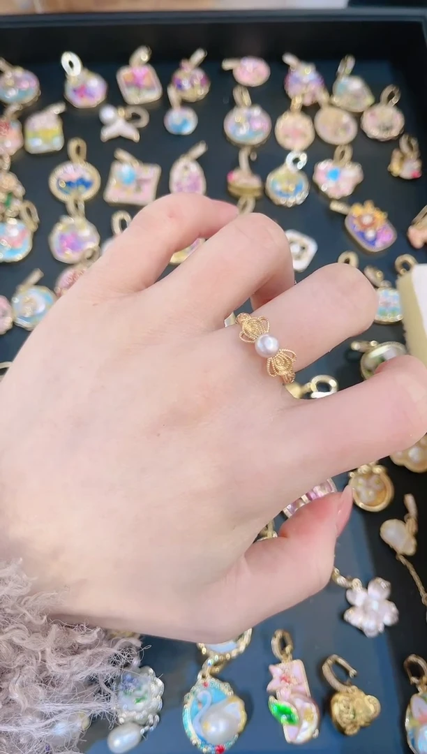 【闪购商品】淡水珍珠颈饰合金蝴蝶戒指