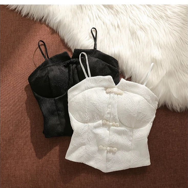 辣妹春夏秋必穿吊带显瘦背性感夏季复古蕾丝国风通勤气质白色短款