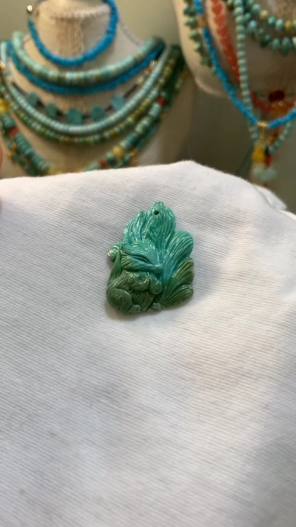 未镶嵌绿松石珠宝奇石24.3*18*5mm凤九