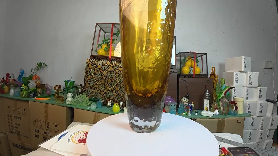 琉璃淄博非遗琉璃切面花瓶