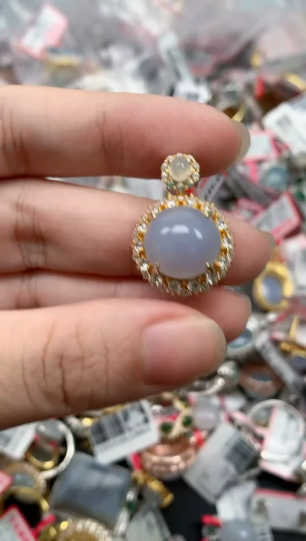 翡翠戒指银S925镶嵌缅甸天然翡翠