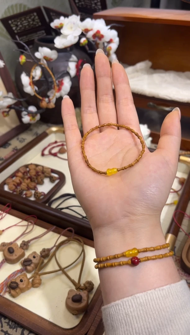 手串桃核【桃缘行】竹节「黄色葫芦」桃木桃核辟、挡、驱、护 备注手围