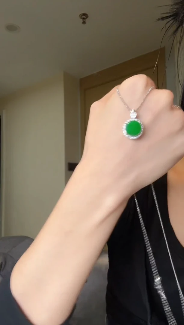 【闪购商品】翡翠吊坠(不含链)银S925镶嵌天然翡翠吊坠3