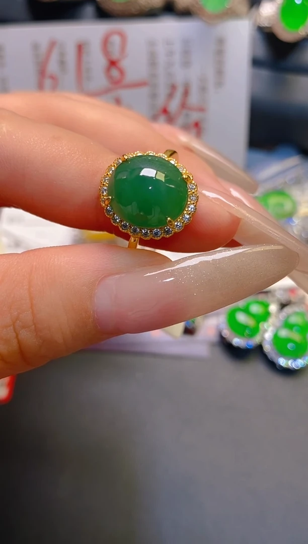 翡翠银S925镶嵌耳饰天然