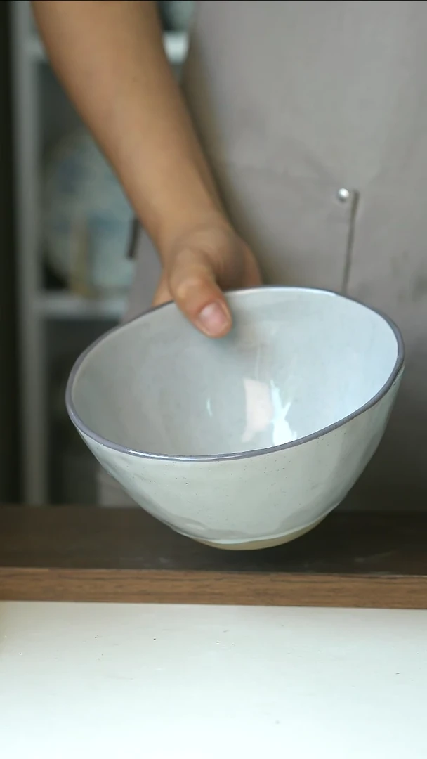 陶瓷微瑕出德国沙釉灰沙拉碗16cm@4-2@