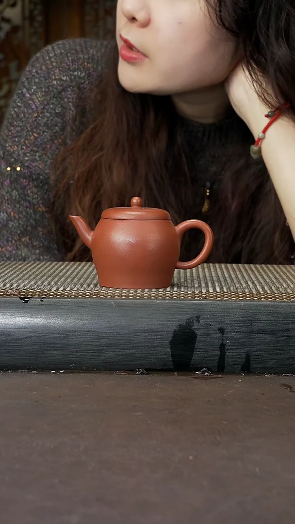【闪购商品】紫砂茶壶赵庄朱泥 翁型壶90cc 046