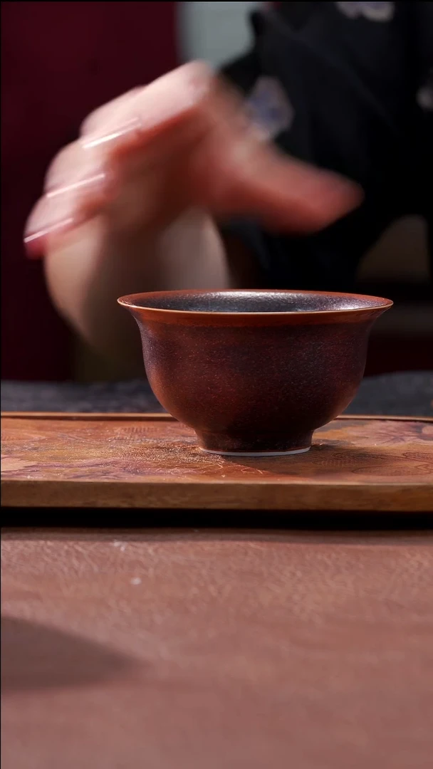 茶具柴烧大压手杯-窑变釉紫@@ST-C40070