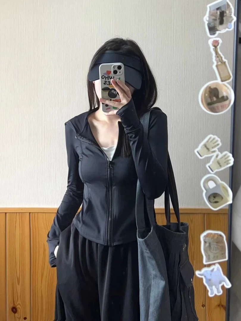 2025年夏季新款瑜伽服防晒高端大气显瘦减龄高级感时尚休闲连帽