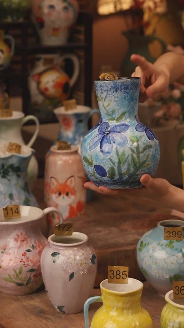 陶瓷431景德镇设计师手作花器摆件侘寂风
