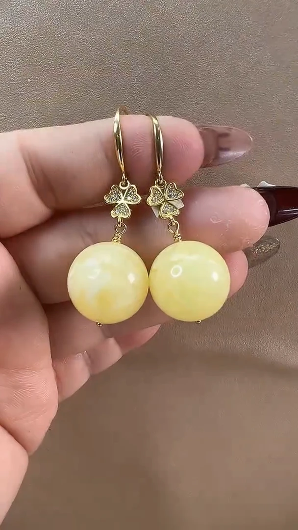 【闪购商品】琥珀耳饰未镶嵌耳环
