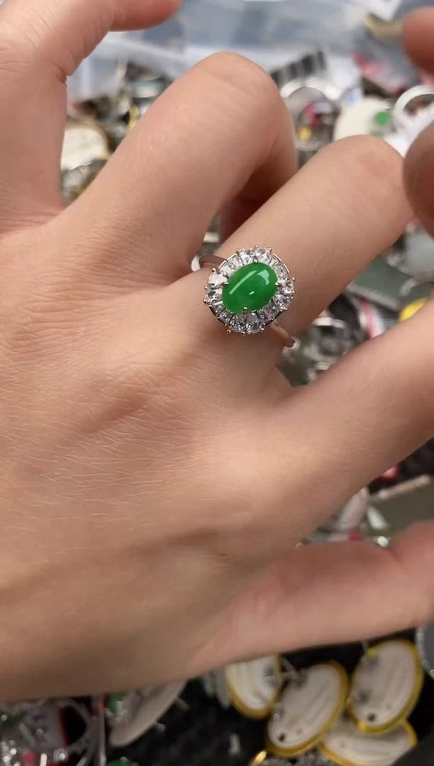 银S925镶嵌戒指翡翠10                  7