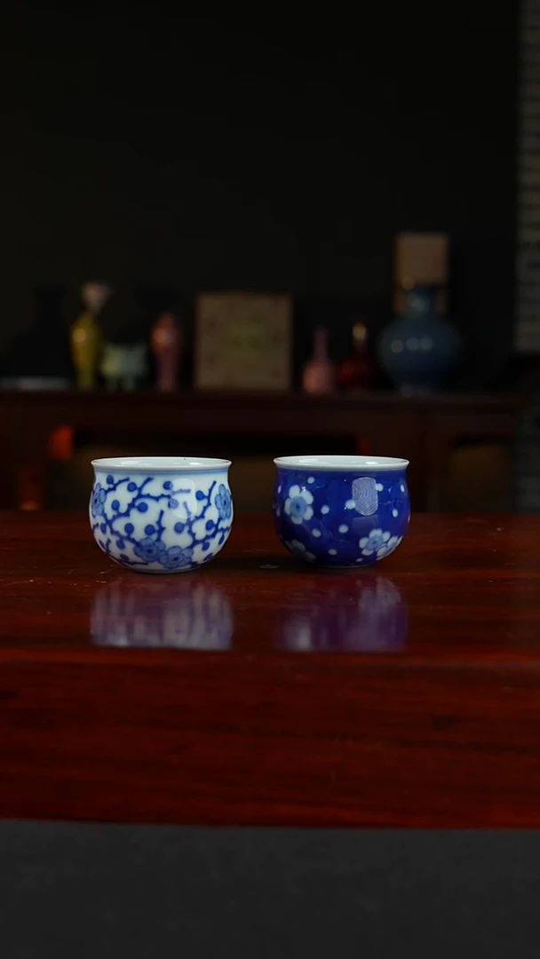 冯氏祖传窑真柴窑传承400年冰梅对杯